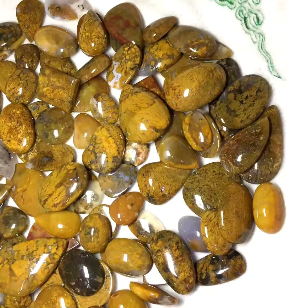 Yellow Moss Agate Cabochons
